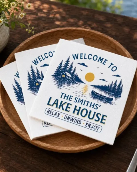 Tailored Cocktail Napkins | Lakeside Memories