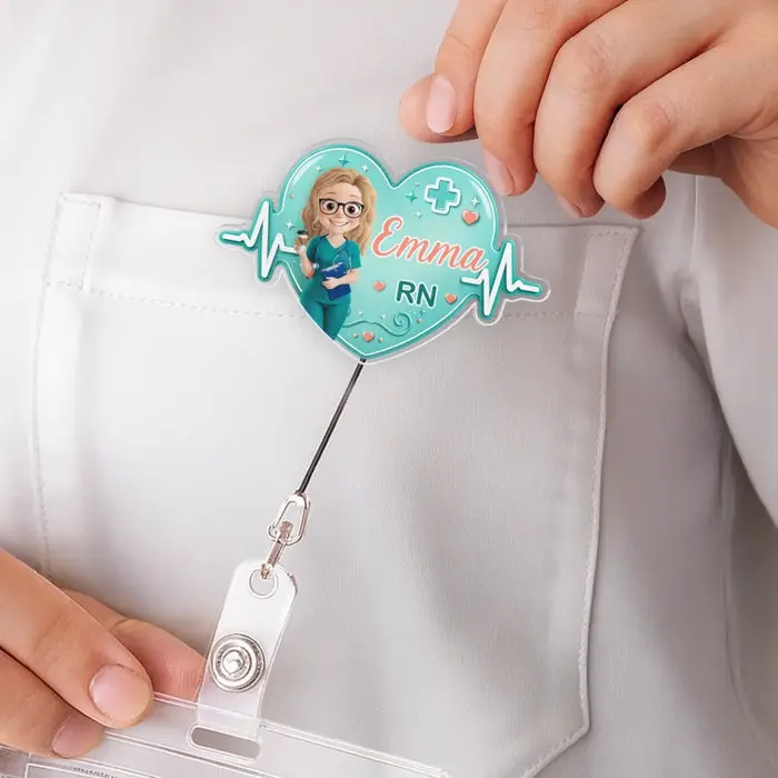 Made-to-Order Acrylic Badge Reel ~ Caring With Heart - Image 2