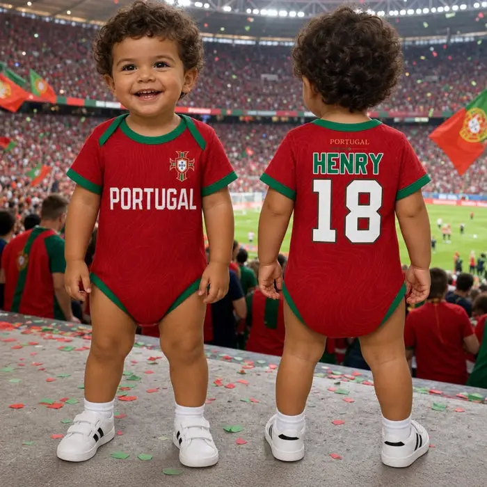 Made-to-Order Portugal World Football Baby Jersey Bodysuit | Future Soccer Legend