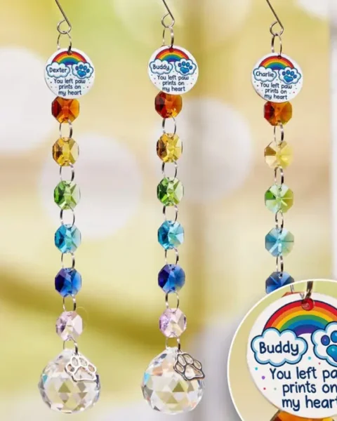 Tailored Crystal Suncatcher With CharmYou Left Paw Prints On My Heart