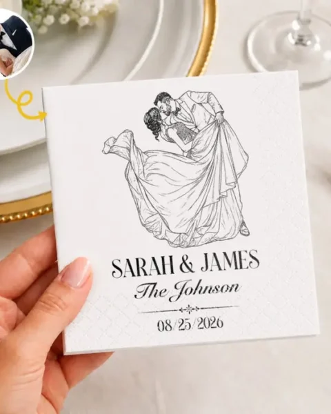 Made-to-Order Photo Cocktail Napkins - Toasting To Our Forever Lines