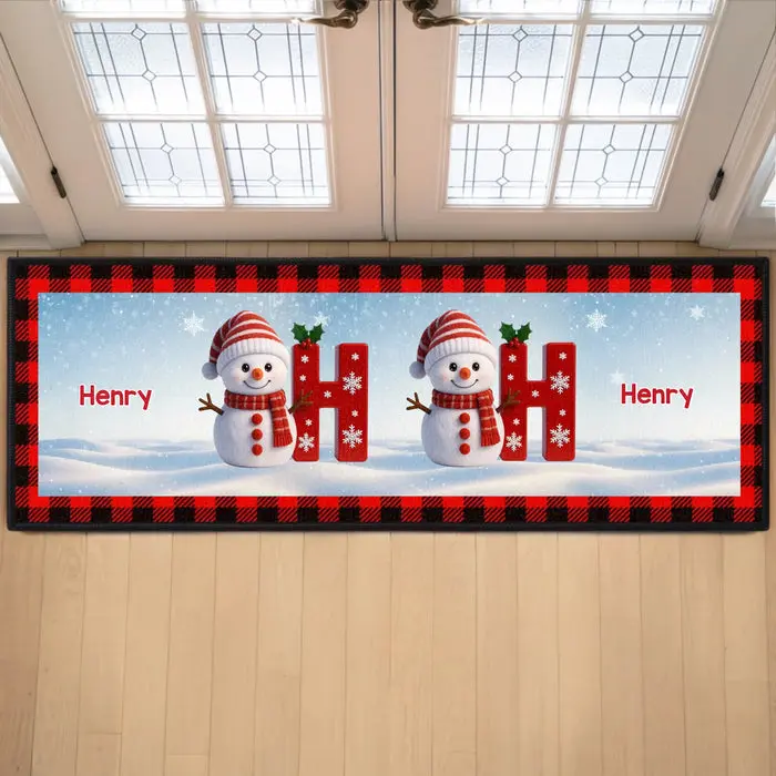 Bespoke Snowman Runner Rug ~ Happiness Starts At Home - Image 2