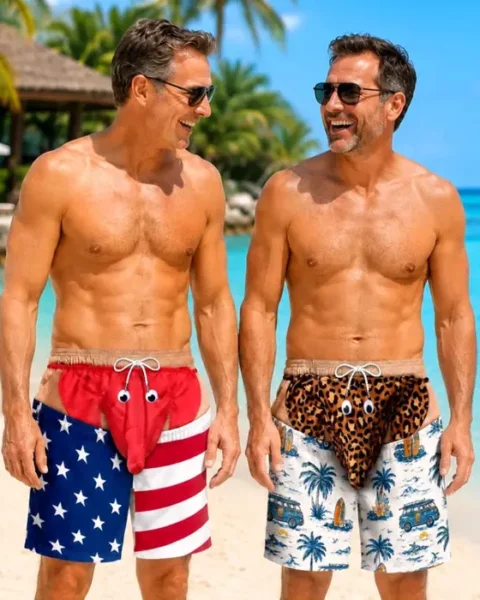 Made-to-Order Patriotic Men Swim TrunksParty Like A Wild Elephant