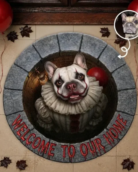 Made-to-Order Photo Clown Shaped Doormat ~ Down In The Sewer