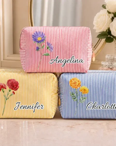 Bespoke Seersucker Makeup Bag | Blooming In My Own Way