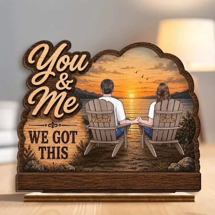 Personalized 2-Layered Wooden Plaque - Love Built to Last - Image 2
