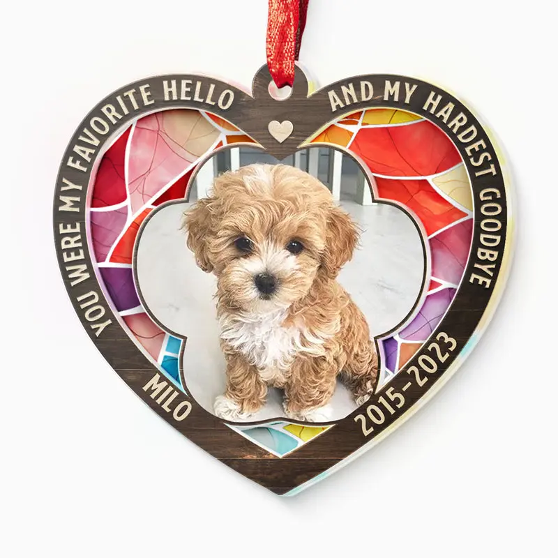 Made-to-Order Photo We'll Miss You For The Rest Of Ours ~ Acrylic Heart Shaped - Christmas Gift, Sympathy Gift For Pet Owners, Pet Lovers