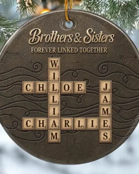 Personalized Scrabble Ceramic Ornament ~ Wrapped In Sibling Love