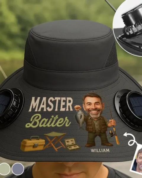 Tailored Photo Hat With Fans Solar PowerReel Legends Never Die
