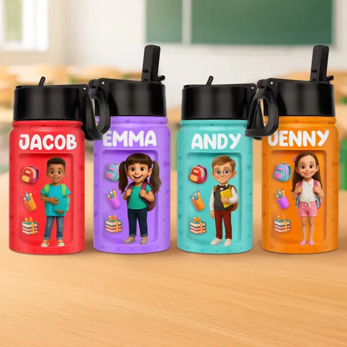 Bespoke Photo 3D Inflated Effect Printed Kids Water Bottle | Fuel Your Bright Young Mind - Image 2