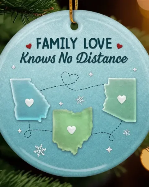 Bespoke Long Distance Ceramic Ornament | Distance Means Nothing To Family