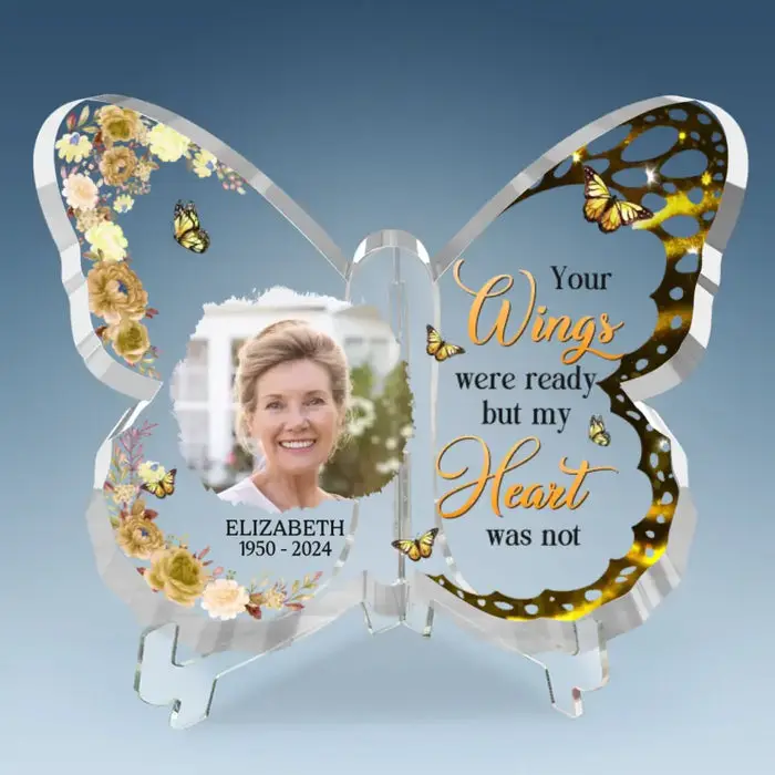Made-to-Order Memorial Personalized Custom Butterfly Shaped Acrylic Plaque - Image 2