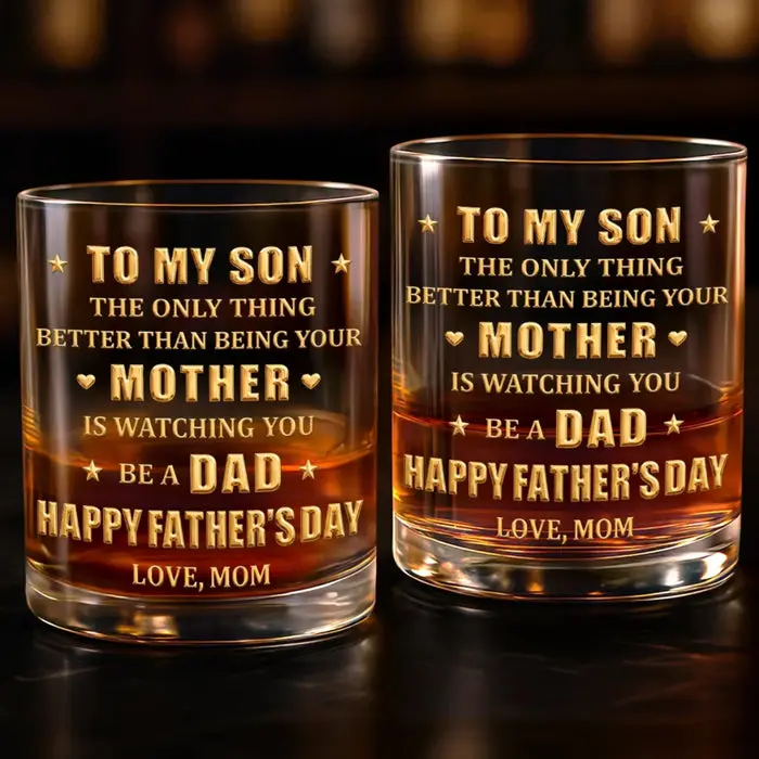 Made-to-Order Whiskey Glass - Raised A Son, Cheer A Dad - Image 2
