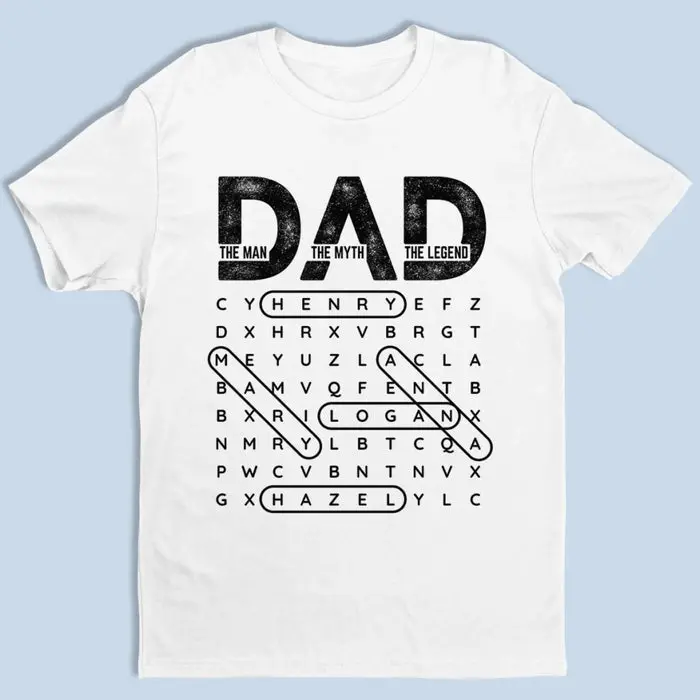 Personalized Word Search Puzzle Unisex T-shirt, Premium T-shirt, Hoodie ~ Dad Always Leads The Way - Image 2