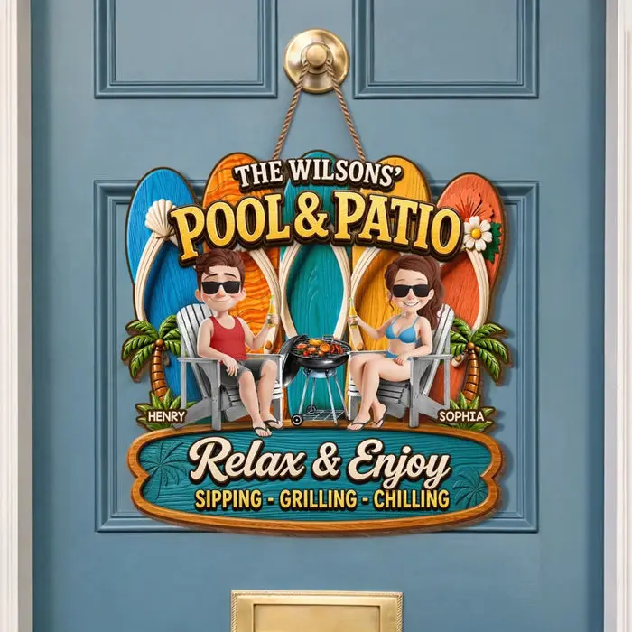 Custom-Made Poolside Wood Sign ~ Partners In Prime Poolside Laziness - Image 2