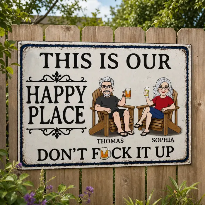 Bespoke Home Decor Metal Sign ~ This Is Our Happy Place - Image 2