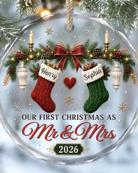 Made-to-Order First Christmas Circle Glass Ornament | Love Hanging On Tree