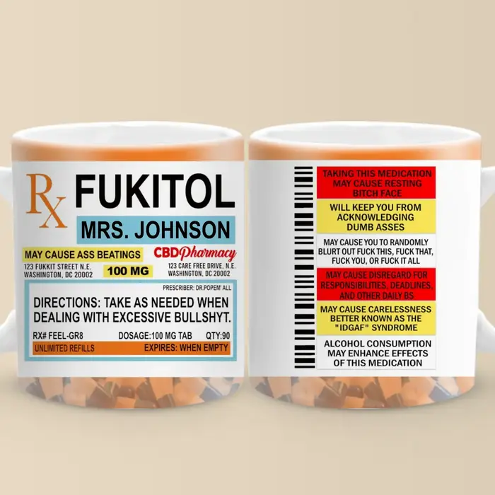 Custom-Made Fukitol Rx Prescription For Recharging Your Mind And Soul ~ New Arrival, Gift For Best Friends, Sisters, Family Members, Coworkers AMZ - Image 2
