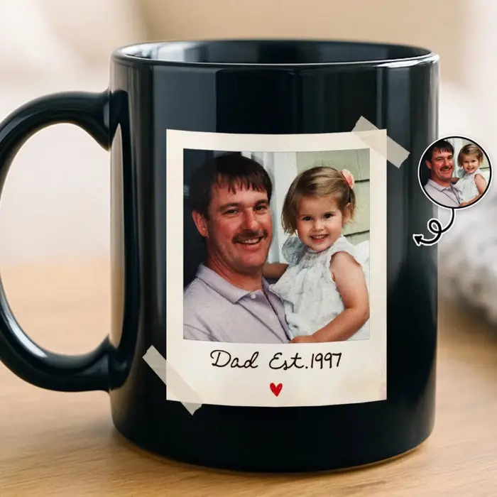 Personalized Photo Black Mug ~ Built By Dad’s Love