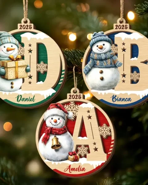 Custom-Made Snowman Double Layer Wooden Ornament - Where Love Feels Effortless