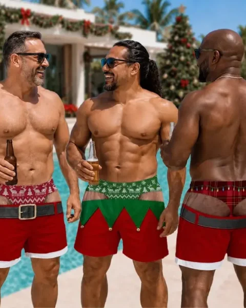 Custom-Made Cheeky Men Swim Trunks - Holiday Pants Fail