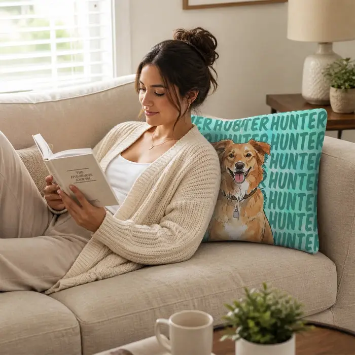 Made-to-Order Photo Woven Pillow | Snuggle With My Favorite - Image 2