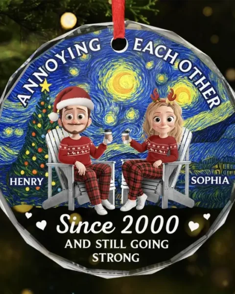 Personalized Circle Glass Ornament - Annoying You Forever