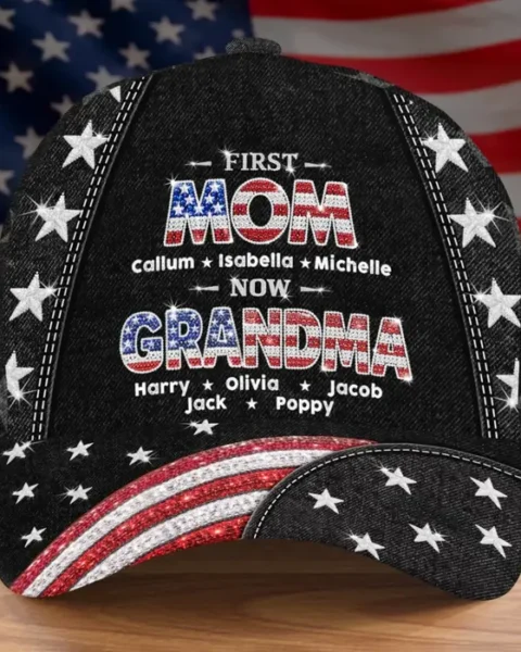 Personalized Hat, All Over Print Classic Cap - Family Love In Red, White And Blue