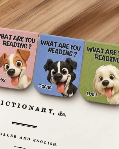 Personalized Leather Magnetic Bookmark ~ Stay Pawsitive, Keep Reading