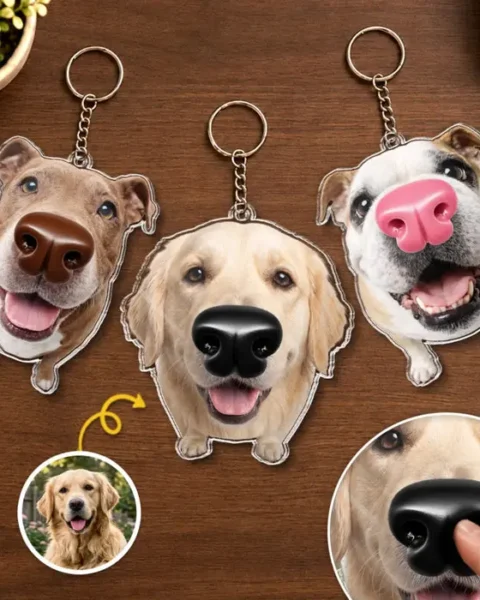 Bespoke Photo Squishy Nose Acrylic Keychain – Personalized Birthday Gifts For Dog Lovers, Dog Dad And Mom