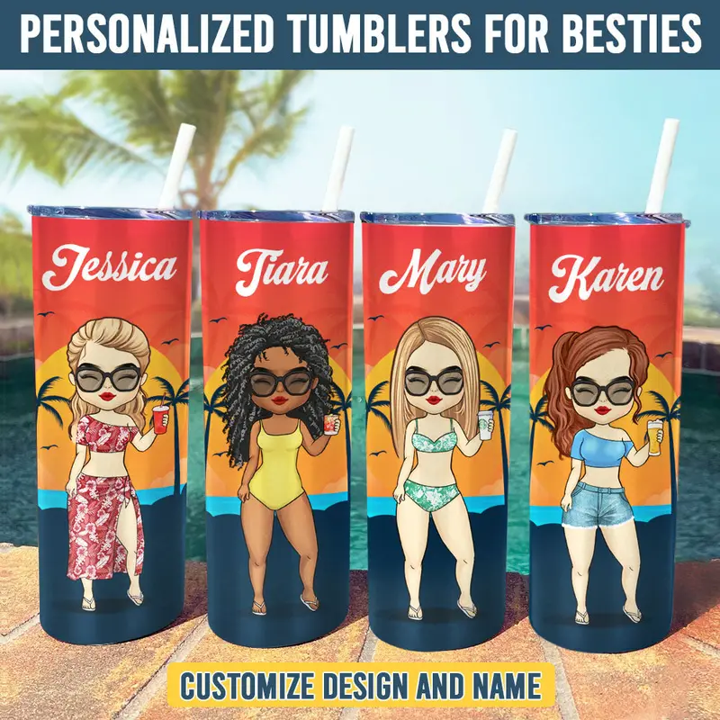 Made-to-Order Chibi Summer Vacation Sunset ~ Gift For Bestie - Image 2