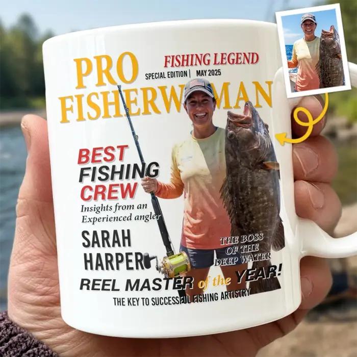 Custom-Made Photo Magazine Mug ~ Hooked On The Outdoors