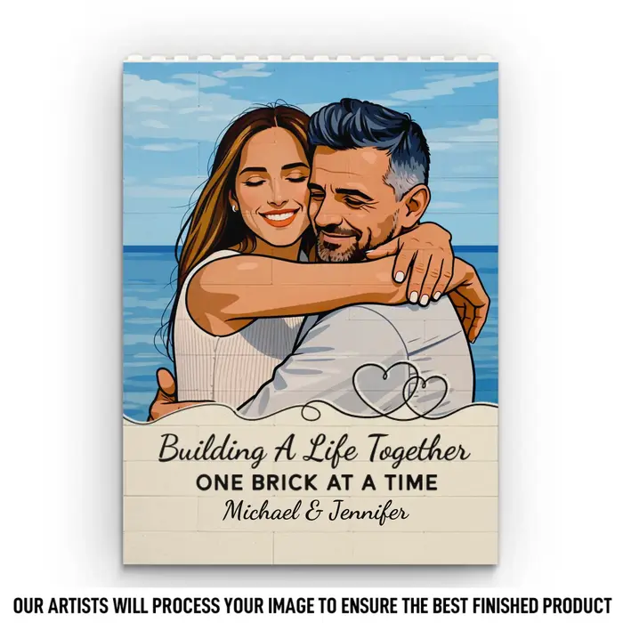 Personalized Photo Vertical Rectangle Shaped Building Brick Blocks - Our Love Stays Steady - Image 2