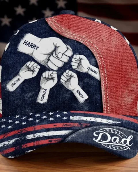 Tailored Hat, All Over Print Classic Cap ~ Dad Strength Guides Us