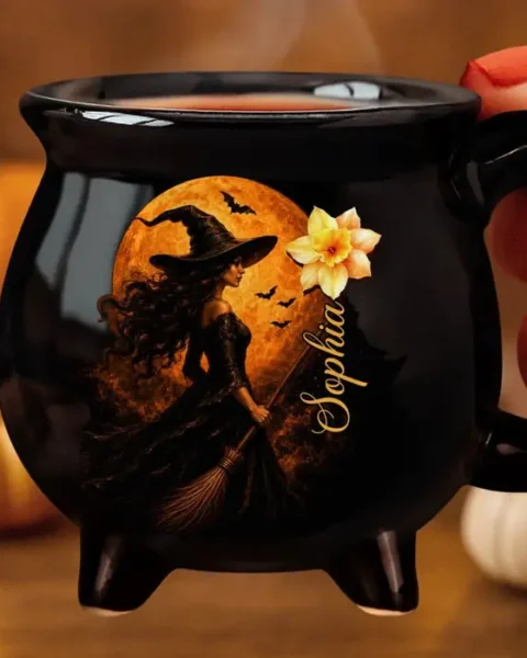 Personalized 12oz Ceramic Cauldron Coffee Mug - Witch Mode On