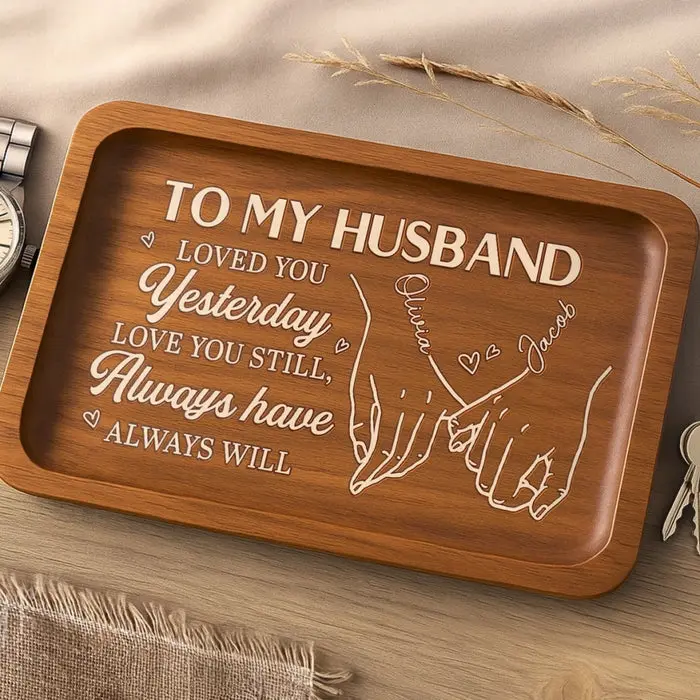 Bespoke Wooden Valet Tray | Thank You For Being My Forever, Couple Birthday Gifts For Him And Her