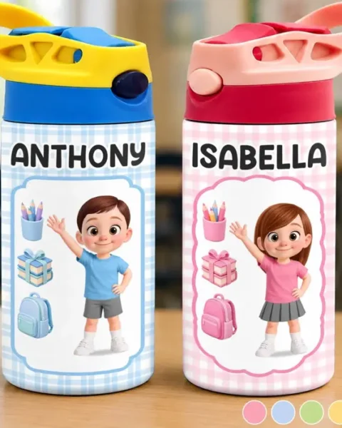 Personalized Kids Insulated Water Bottle ~ Back To School Adventure