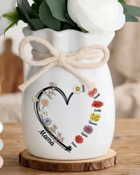 Bespoke Flower Vase With Ribbon ~ Every Bloom Belongs To Mama