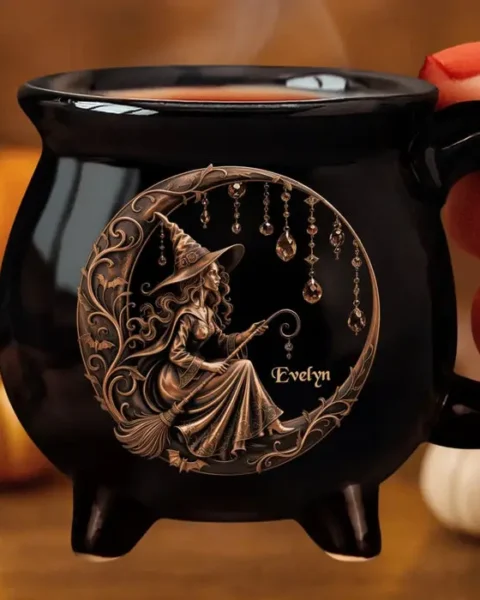 Custom-Made 12oz Ceramic Cauldron Coffee MugMoonlit Witch Magic