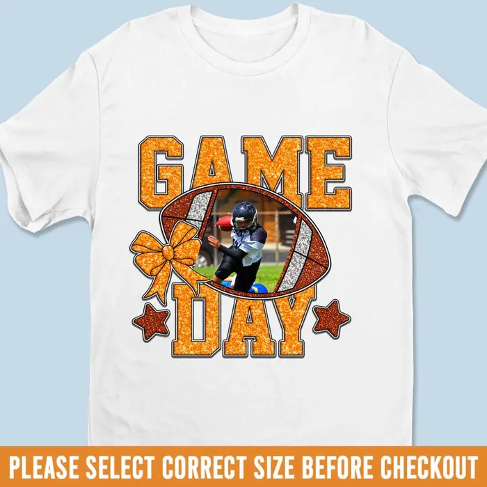 Tailored Upload Photo Football Cheer GameDay T-shirt, Hoodie ~ American Football Senior GameDay - Image 2