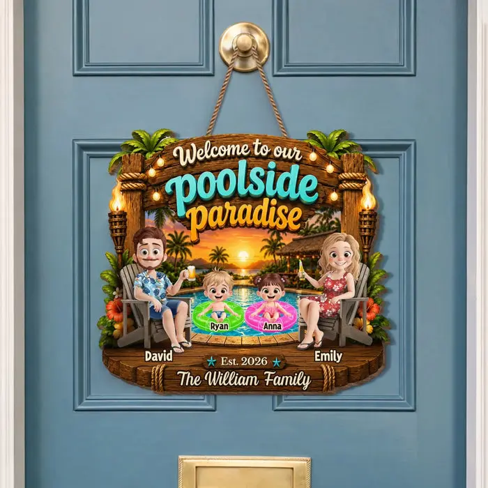 Custom-Made Poolside Wood Sign | Making Waves Daily - Image 2