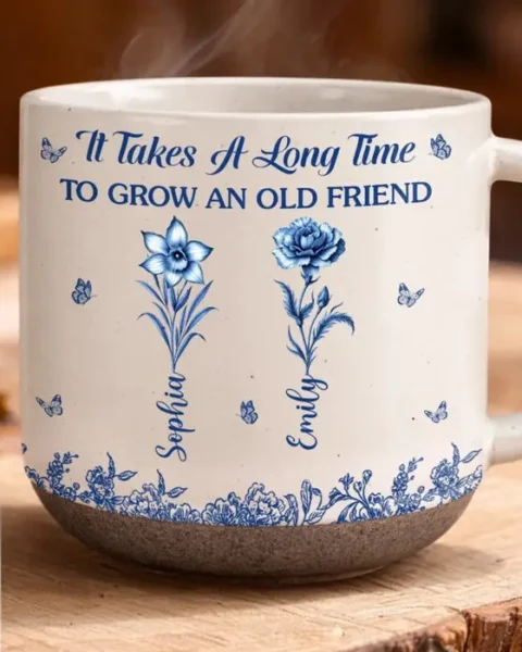 Custom-Made Pottery Mug | Friends Make Life Bloom