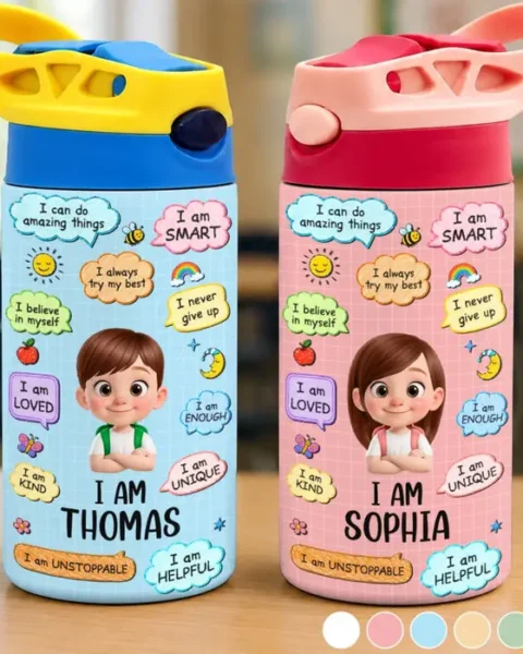 Made-to-Order Kids Insulated Water Bottle - Growing One Step At A Time