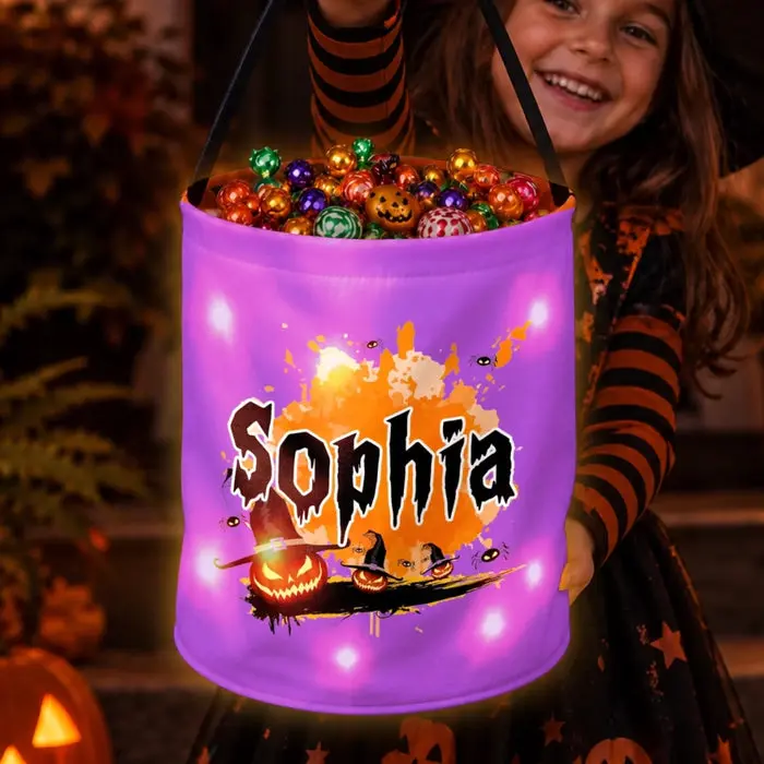 Personalized LED Light Bucket Bag - Spooky Fun Ahead - Image 2