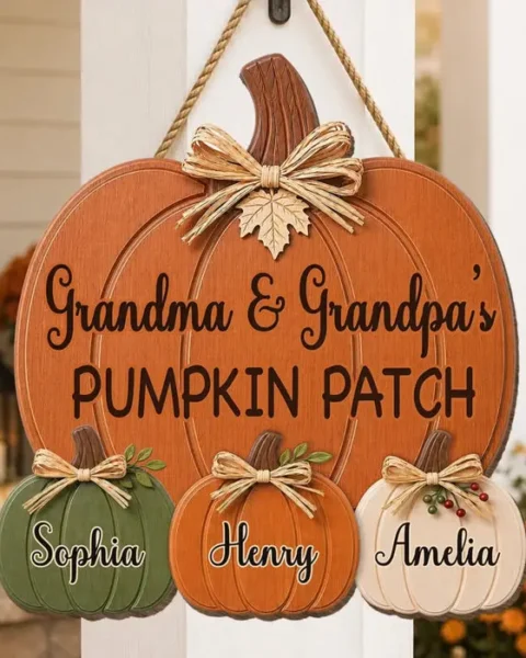 Made-to-Order Pumpkin Wood Sign ~ Cozy Autumn Grandkids