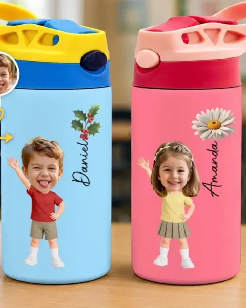 Tailored Photo Kids Insulated Water Bottle - Ready Set Shine
